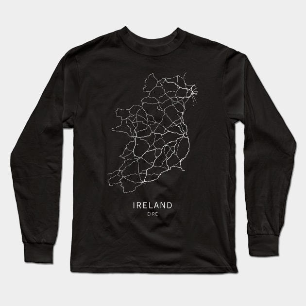 Ireland Road Map Long Sleeve T-Shirt by ClarkStreetPress